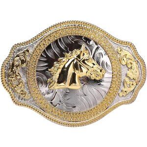 Long Horse Western Belt Buckle Golden Rodeo Texas Cowboy Large Western buckles